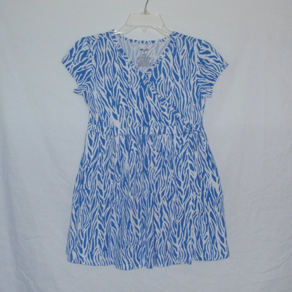 Diane Von Furstenberg Size L 10 12 Blue Sea Twig Knee Length Faux Wrap Dress